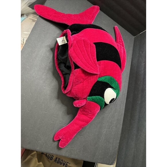 Vintage CHRISHA Playful Plush Fushia Black Striped Fish Hat Halloween Costume - Picture 3 of 7